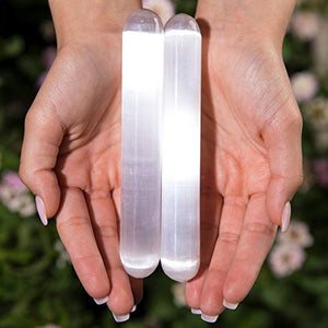 KALIFANO 2 Pack Selenite Wand with Healing & Calming Effects - High Energy Crystal Used for Cleansing and Protection (Information Card Included)