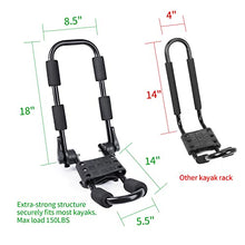 Load image into Gallery viewer, Leader Accessories Folding Kayak Rack 4 PCS/Set J Bar Car Roof Rack for Canoe Surf Board SUP On Roof Top Mount on SUV, Car and Truck Crossbar with 4 pcs Tie Down Straps
