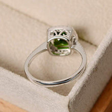 Load image into Gallery viewer, Natural Chrome Diopside Rings For Women Sterling Silver Cushion Cut Green Gemstone Halo Jewelry Gift Size 3-12

