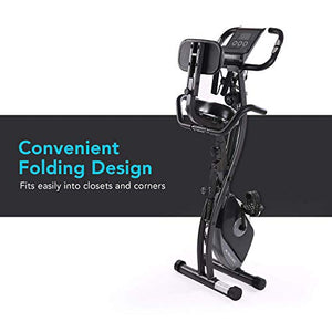 MaxKare Folding Magnetic Upright Exercise Bike w/Pulse Sensor/LCD Monitor Indoor Cycling Bike Stationary Bike Recumbent Exercise Bike with Arm Resistance Bands, Perfect for Home Use