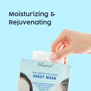 Ebanel 20 Pack Collagen Face Mask, Instant Brightening & Hydrating Face Sheet Mask with Aloe Vera, Hyaluronic Acid, Vitamin C and E, Chamomile, Anti Aging Face Mask with Hydrolyzed Collagen, Peptide