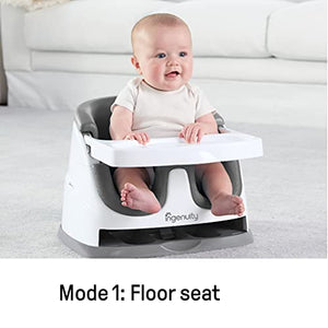 Ingenuity Baby Base 2-in-1 Booster Feeding and Floor Seat with Self-Storing Tray, Slate