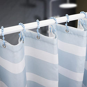 Titanker Shower Curtain Hooks Rings, Durable Metal Double Glide Shower Hooks for Bathroom Shower Rods Curtains, Set of 12 Hooks - Blue