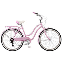 Load image into Gallery viewer, Schwinn Perla Women's Cruiser Bicycle, Featuring 18-Inch Step-Through Steel Frame and 7-Speed Drivetrain with Front and Rear Fenders, Rear Rack, and 26-Inch Wheels, Pink
