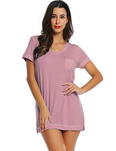 Load image into Gallery viewer, Cherrydew Women Short Nightgown/Nightshirt Sleeping Pajama Night Shirts/Dress/Gowns(Dusty Rose,Small)
