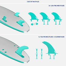 Load image into Gallery viewer, Wavestorm-15th Anniversary Edition Soft Top Foam 8ft Surfboard | for Beginners and All Levels | Includes Accessories | Leash and Multiple Fin Options, Turquoise pinline
