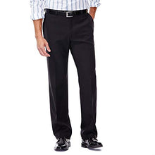 Load image into Gallery viewer, Haggar Men's Eclo Stria Expandable-Waist Plain-Front Dress Pant Black 38x34
