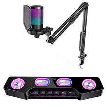 Load image into Gallery viewer, FIFINE Streaming Microphone and Computer Speaker, USB PC Gaming Mic with Boom Arm Pop Filter Mute Button,Gaming RGB Speaker for Twitch, Online Chat,Gamer Youtuber (A6T+A16)
