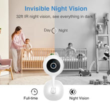 Load image into Gallery viewer, Indoor Security Camera, 1080P HD 2.4GHz WiFi Plug-in Smart Camera for Home Security, Baby/Dog/Pet/Nanny Camera Monitor with Motion Detection Night Vision Two-Way Audio, Compatible with Alexa, 2-Pack
