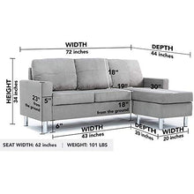 Load image into Gallery viewer, Divano Roma Furniture Modern Sectional, Grey
