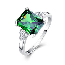 Load image into Gallery viewer, BONLAVIE Sterling Silver 925 Friendship &amp; Love Ring with Created Green Emerald Cubic Zirconia Size 8
