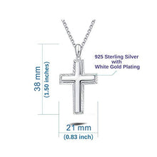 Load image into Gallery viewer, Carleen White Gold Plated Solid Sterling Silver Diamond-Cut High Polished Mens Cross Crucifix Pendant Necklace Rolo Chain Fine Jewelry For Men Boys, Length 20&quot;
