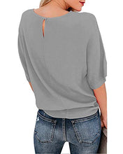 Load image into Gallery viewer, OURS Women's Casual Knot Tie Front Long Sleeve T Shirt Blouses Tops (XXL, Gray)
