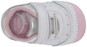 Stride Rite Girls' Soft Motion Adalyn Athletic Sneaker, White/Silver, 3 M US Infant