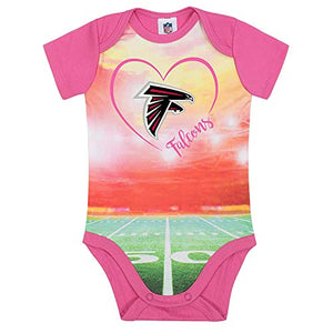 NFL Atlanta Falcons Baby-Girls Short-Sleeve Bodysuit, Pink, 6-9 Months