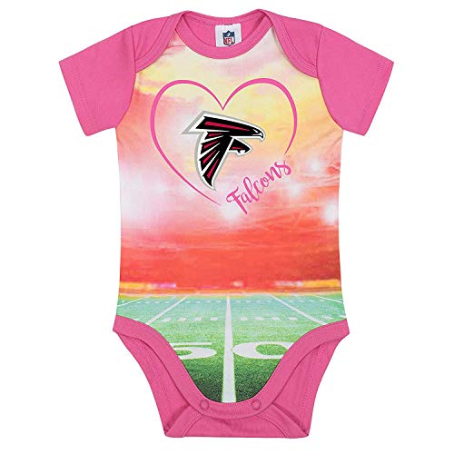 NFL Atlanta Falcons Baby-Girls Short-Sleeve Bodysuit, Pink, 6-9 Months