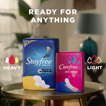 Load image into Gallery viewer, Stayfree Ultra Thin Regular Pads with Wings For Women, Reliable Protection and Absorbency of Feminine Moisture, Leaks and Periods, 36 count - Pack of 4
