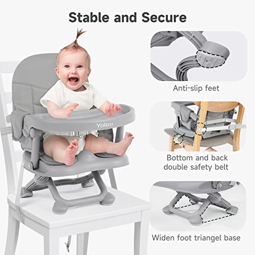 Load image into Gallery viewer, YOLEO High Chair for Toddlers Folding Compact Portable Booster Seat Babies/Kids Chair on Chair for Dining Table Camping (Grey)
