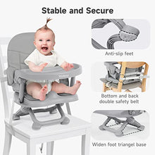 Load image into Gallery viewer, YOLEO High Chair for Toddlers Folding Compact Portable Booster Seat Babies/Kids Chair on Chair for Dining Table Camping (Grey)
