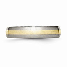 Load image into Gallery viewer, ICE CARATS Titanium 14k Yellow Inlay 5mm Brushed Wedding Ring Band Size 7.00 Precious Metal Fine Jewelry for Women Gifts for Her
