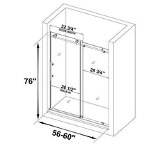 Load image into Gallery viewer, WOODBRIDGE MBSDC6076-C Frameless Sliding Glass Shower Door | 56"-60"W x 76"H | Chrome Finish
