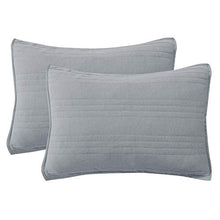 Load image into Gallery viewer, LINT HINT Cotton Rich Heathered Jersey Machine Quilted 3PC Oversized All-Season Quilt Set/Coverlet Set/Bedcover Set/Bedspread Set. Full/Queen:92”x96”/20x26” (Grey,Full/Queen)
