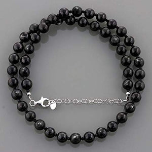 Gemshiner Black Star Necklace for Women Natural Black Star Diopside Gemstone Beads with 925 Sterling Silver 50 Chain Jewelry Necklace for Girls,Mom,Birthday