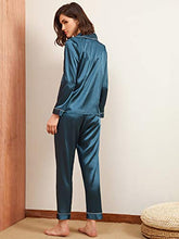 Load image into Gallery viewer, SheIn Women's Sexy 7pcs Pajama Set Cami Pjs with Shirt and Eye Mask Teal Blue Medium
