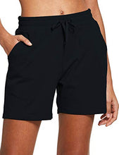 Load image into Gallery viewer, BALEAF Women's 5" Casual Jersey Cotton Shorts Lounge Yoga Pajama Walking Shorts with Pockets Activewear Black Size L
