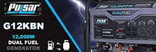Load image into Gallery viewer, Pulsar G12KBN-SG Heavy Duty Portable Dual Fuel Generator - 9500 Rated Watts &amp; 12000 Peak Watts - Gas &amp; LPG - Electric Start - Transfer Switch &amp; RV Ready - CARB Compliant
