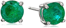 Load image into Gallery viewer, Amazon Essentials Sterling Silver Round Created Emerald Birthstone Stud Earrings (May)
