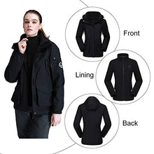 Load image into Gallery viewer, CAMEL CROWN Womens Waterproof Ski Jacket 3-in-1 Windbreaker Winter Coat Fleece Inner for Rain Snow Outdoor Hiking
