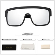Load image into Gallery viewer, ROYAL GIRL Premium Oversized Sunglasses Women Flat Top Square Frame Shield Fashion Glasses (Silver Mirror, 77)
