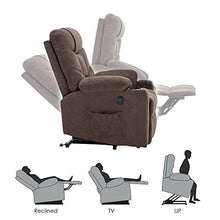 Load image into Gallery viewer, Mcombo Electric Power Lift Recliner Chair Sofa for Elderly, 3 Positions, 2 Side Pockets and Cup Holders, USB Ports, Fabric 7286 (Brown)
