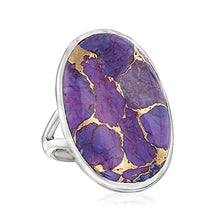 Load image into Gallery viewer, Ross-Simons Oval Purple Turquoise Ring in Sterling Silver. Size 9
