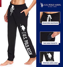 Load image into Gallery viewer, U.S. Polo Assn. Essentials Black Womens Sweatpants with Pockets - French Terry Jogger Sweats (Black, Medium)
