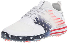 Load image into Gallery viewer, Puma Men's Ignite Pwradapt Caged Stars And Stripes Golf Shoe, Puma White-Peacoat-High Risk Red, 11
