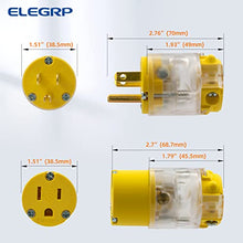 Load image into Gallery viewer, ELEGRP Lighted Straight Blade Electrical Plug and Connector Set 15 Amp 125 Volt NEMA 5-15P NEMA 5-15R 2 Pole 3 Wire Grounding, Commercial Grade, Yellow, 5 Set
