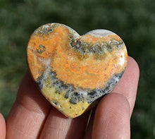 Load image into Gallery viewer, Bumblebee Jasper crystal, Bumblebee Jasper heart, collectible crystal, reiki crystal, chakra healing gift, large crystal heart, love gift
