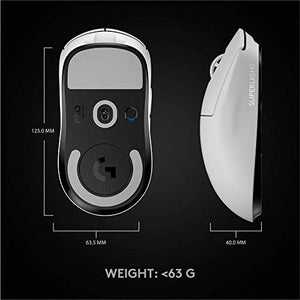 Logitech G PRO X Superlight Wireless Gaming Mouse, Ultra-Lightweight, Hero 25K Sensor, 25,600 DPI, 5 Programmable Buttons, Long Battery Life, Compatible with PC/Mac - White (Renewed)