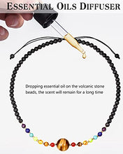 Load image into Gallery viewer, Jewever 7 Chakra Crystal Necklaces Healing Gem Stone Pendant Choker Necklace for Women Tiger Eye with Lava Rock Essential Oils Diffuser Energy Crystals Adjustable Strand
