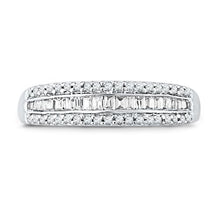 Load image into Gallery viewer, 10KT White Gold Baguette and Round Diamond Anniversary Ring (1/4 cttw) ,size7.5
