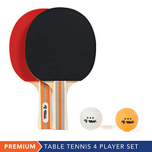 Load image into Gallery viewer, Rally and Roar Premium Table Tennis Paddle Set, Includes 4 Paddles, 3-Star Balls and Carry Case
