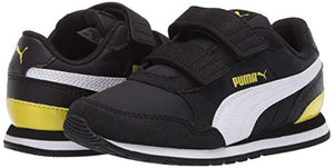 PUMA Baby ST Runner Velcro Sneaker, Black White-Meadowlark, 4 M US Toddler