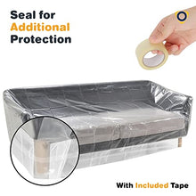 Load image into Gallery viewer, PROTECTO Plastic Couch Cover for Moving - 6 mil Thick Waterproof Recliner, Armchair Slipcover with Tape - Clear Sofa Protector Against Dust, Stain – Furniture Storage Bags 120 x 71.5 inch 1pc
