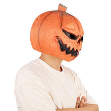 Load image into Gallery viewer, Decorlife Scary Halloween Pumpkin Masks, Creepy Pumpkin Head Costume, Halloween Party Favor, Latex Mask, Orange

