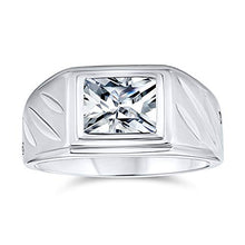 Load image into Gallery viewer, Personalized Rectangle 2CT Emerald Cut AAA CZ Mens Engagement Ring Cubic Zirconia Band For Men Custom Engraved
