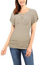 Load image into Gallery viewer, Ninedaily Tunic Tops to Wear with Leggings Short Sleeve,Petite Size Tops Slim Fitting Fitted Tees for Ladies Elegant Outfits Summer Dressy Tops Cold Shoulder Slimming Summer Tops,Rosered,Size 4-6
