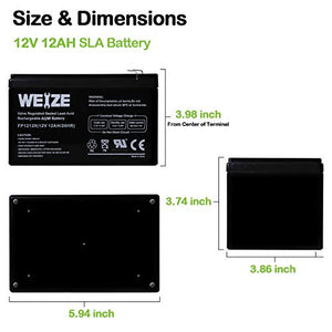Weize 12 Volt 12AH SLA Rechargeable Battery Replace UB12120, EXP1212, 6FM12, LHR12-12, GPS12-12, F2, 2 Pack
