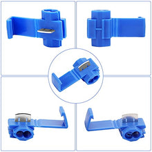 Load image into Gallery viewer, 100pcs Solderless Quick Splice Snap Wire Connectors, 18-14 AWG Scotch Lock Splice Connector(Cable Joiner), Blue Cold Pressed Insulated Electric Wire Crimp Connectors
